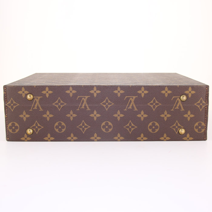 Caja de joyas Louis Vuitton Boite à bijoux en lona Monogram marrón y cuero natural - Detail D5