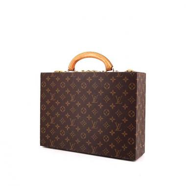 Caja de joyas Louis Vuitton Boite à bijoux en lona Monogram marrón y cuero natural