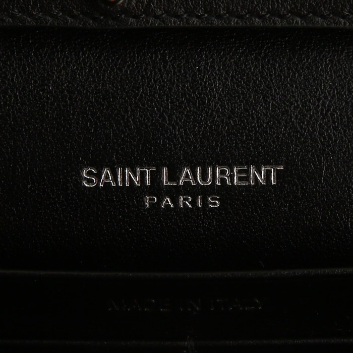 Sac bandoulière Saint Laurent Wallet on Chain en cuir noir - Detail D3