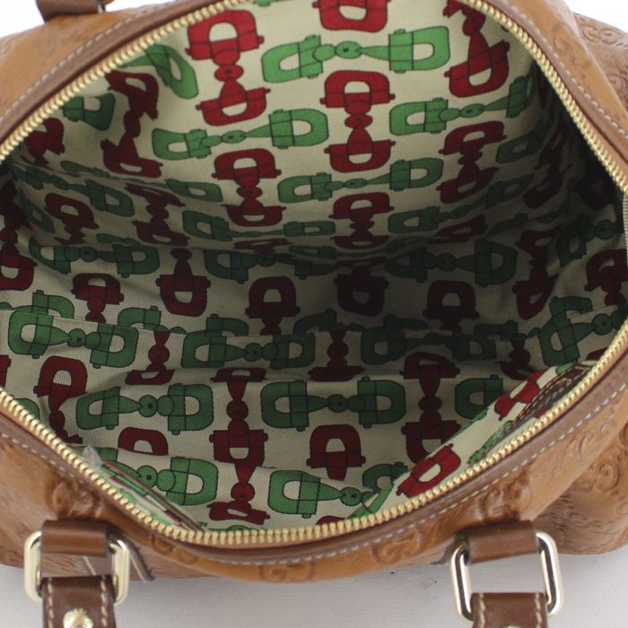 Sac à main Gucci Speedy en cuir monogram marron - Detail D2