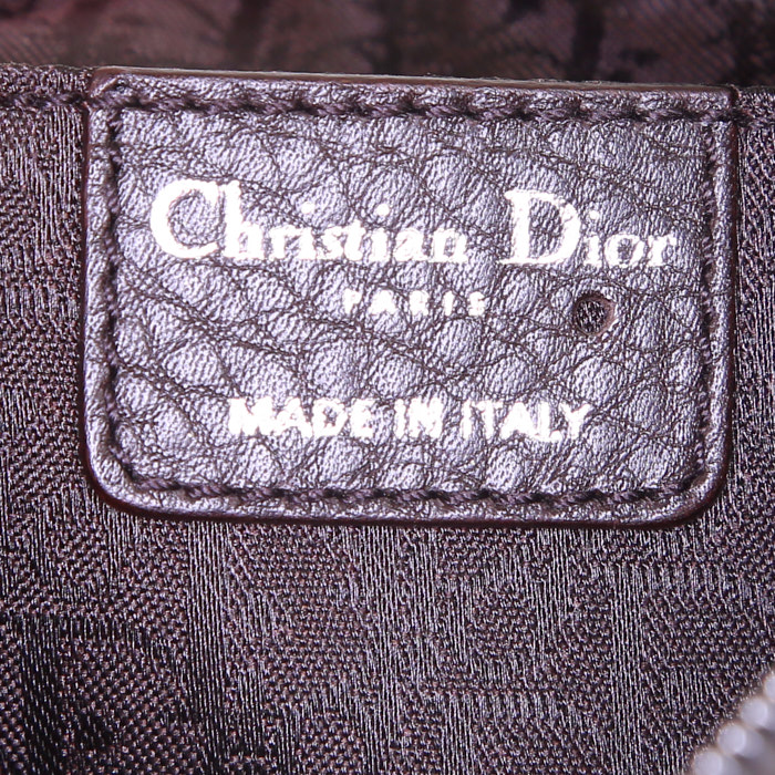 Bolso de mano Dior Ethnic en cuero granulado marrón - Detail D3