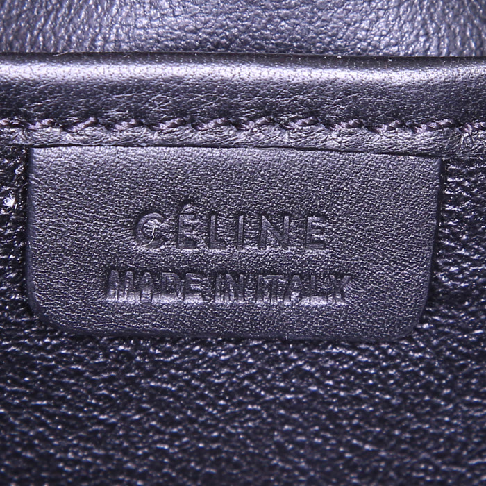 Celine Luggage Nano shoulder bag in black leather - Detail D4
