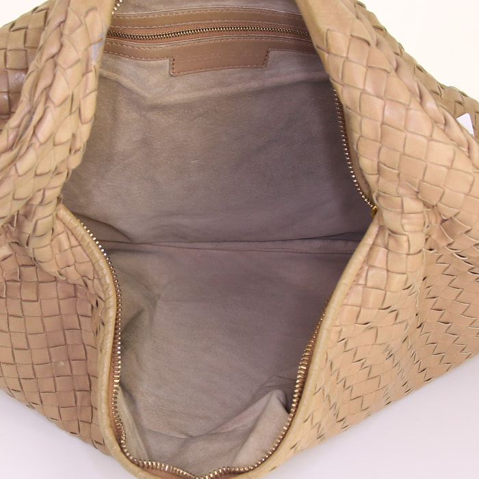 Borsa Bottega Veneta Veneta modello grande in pelle intrecciata beige - Detail D2