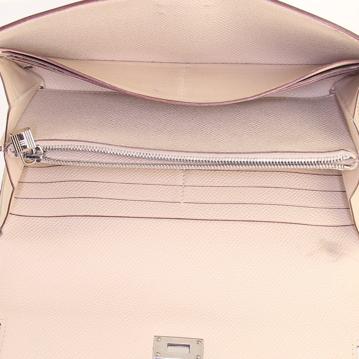 Portafogli Hermès Kelly in pelle Epsom color crema - Detail D2