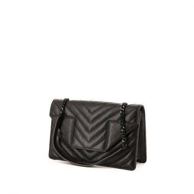 Borsa a tracolla Saint Laurent Betty in pelle nera con motivo a spina di pesce