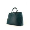 Shopping bag Prada Galleria modello grande in pelle saffiano blu verde - 00pp thumbnail