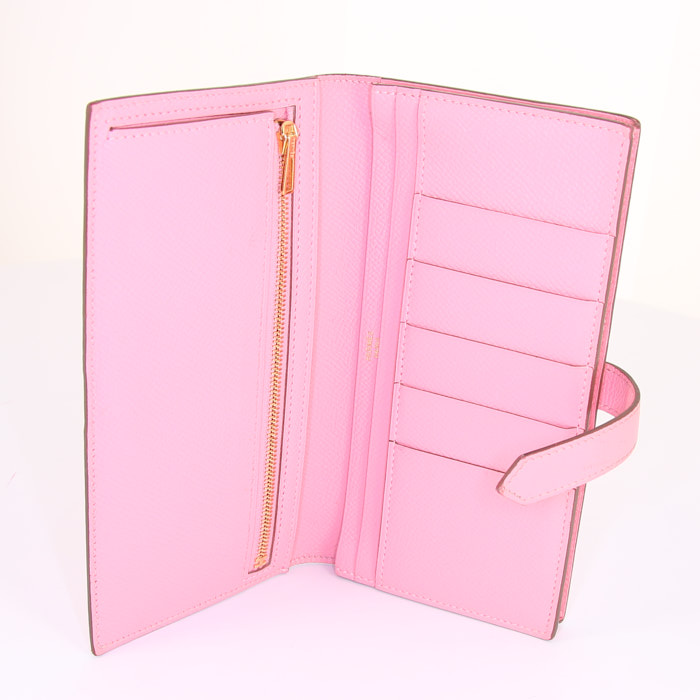 Billetera Hermès Béarn en cuero epsom rosa - Detail D2