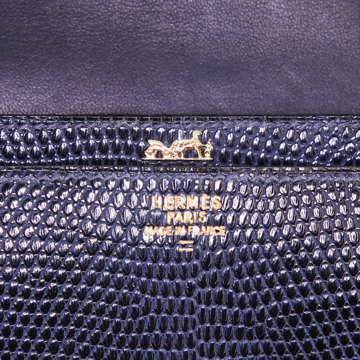 Bolso de mano Hermès Sequana en cuero azul marino - Detail D3