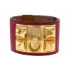 Bracelet manchette Hermes Médor en métal doré et lézard rouge - 00pp thumbnail