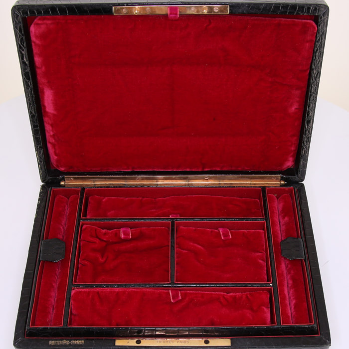 Caja de joyas Hermès en cocodrilo negro - Detail D2