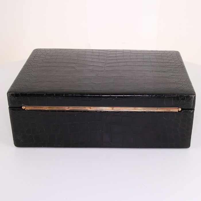 Caja de joyas Hermès en cocodrilo negro - Detail D5
