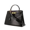 Hermes Kelly 28 cm handbag in black porosus crocodile - 00pp thumbnail