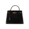 Hermes Kelly 28 cm handbag in black porosus crocodile - 360 thumbnail