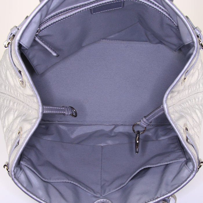 Borsa Dior Panarea in tela cannage argentata e pelle argentata - Detail D2