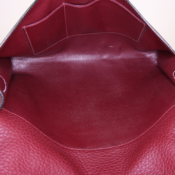 Borsa a tracolla Hermès Etriviere - Belt modello piccolo in pelle taurillon clemence bordeaux e pelle naturale - Detail D2