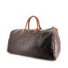 Borsa da viaggio Goyard Croisière in tela monogram nera e pelle marrone - 00pp thumbnail