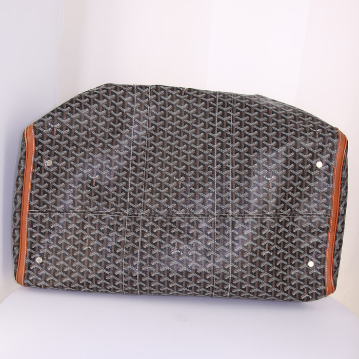 Sac de voyage Goyard Croisière en toile monogram noire et cuir marron - Detail D5