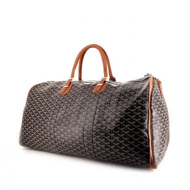 Bolsa de viaje Goyard Croisière en lona Monogram negra y cuero marrón