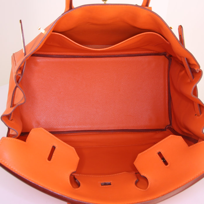 Borsa Hermes Birkin 35 cm in pelle Swift arancione - Detail D2