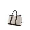 Hermes Garden shopping bag in grey canvas and black leather - 00pp thumbnail