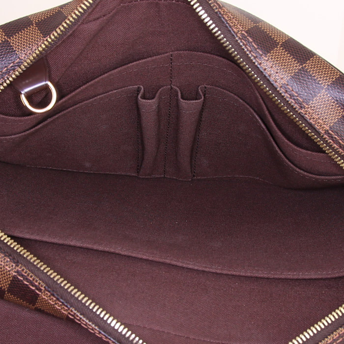 Borsa a tracolla Louis Vuitton Shelton modello medio in tela a scacchi marrone - Detail D2