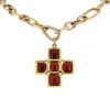 Pomellato Croix necklace in yellow gold and garnets - 00pp thumbnail