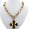 Pomellato Croix necklace in yellow gold and garnets - 360 thumbnail