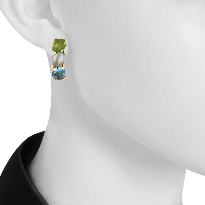 Pomellato Sassi earrings in yellow gold and colored stones