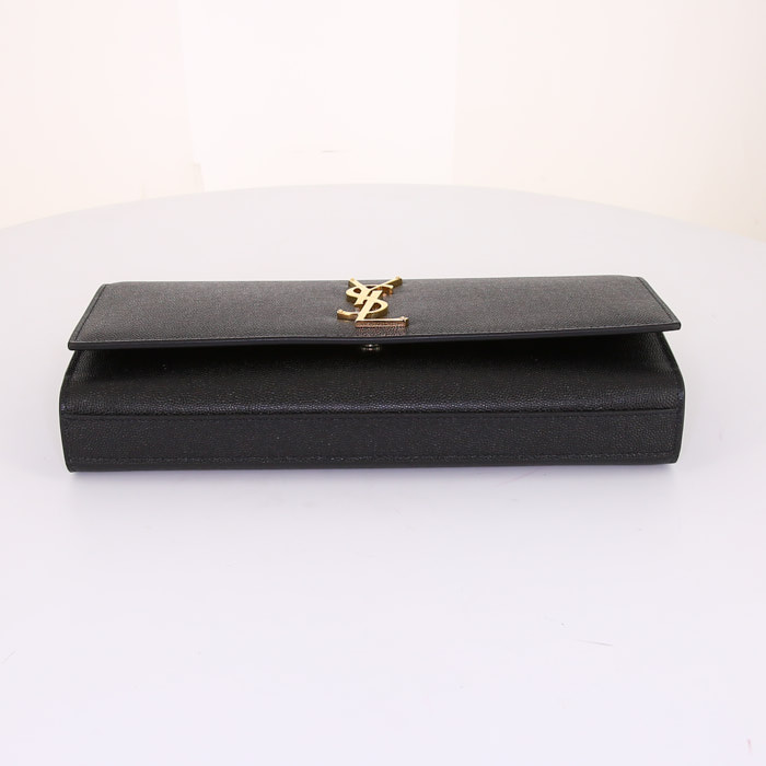 Saint Laurent Kate pouch in black grained leather - Detail D4