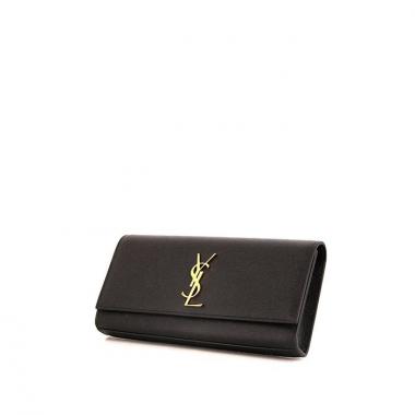 Bolsito de mano Saint Laurent Kate en cuero granulado negro