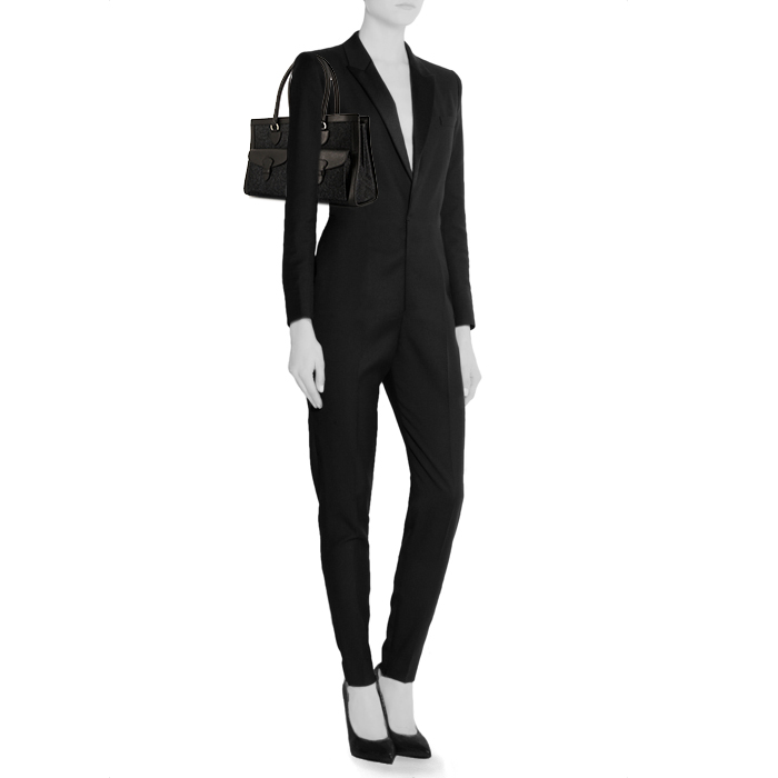 Dior Vintage handbag in black canvas and black leather - Detail D1
