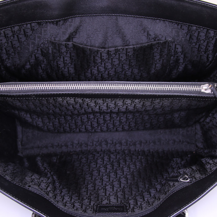 Dior Vintage handbag in black canvas and black leather - Detail D2