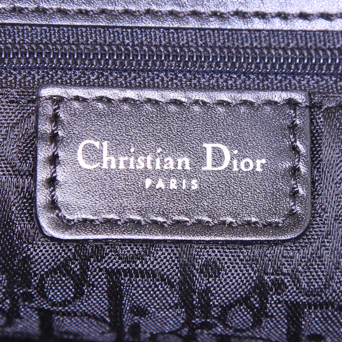 Dior Vintage handbag in black canvas and black leather - Detail D3