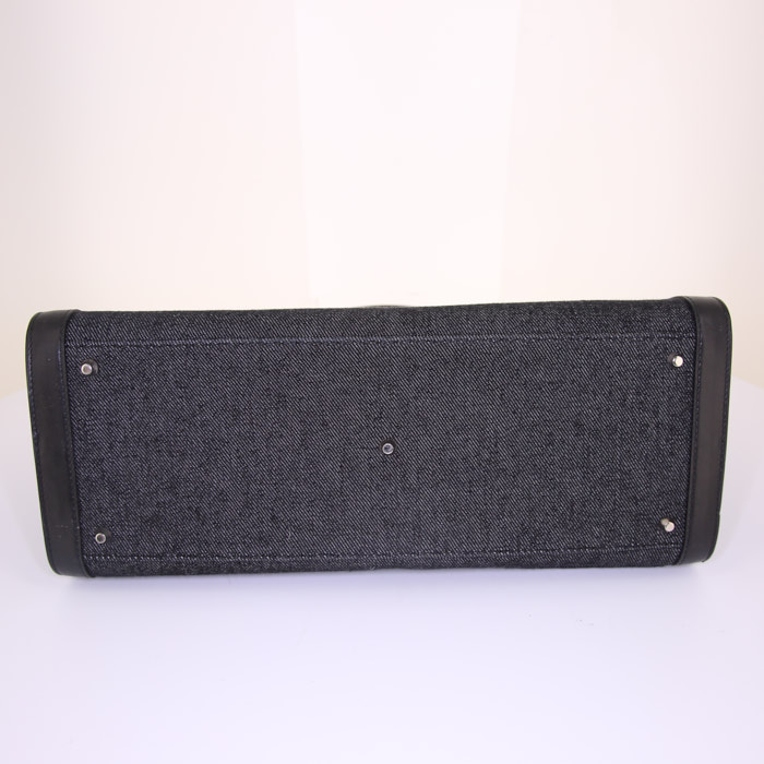 Dior Vintage handbag in black canvas and black leather - Detail D4