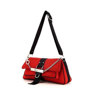Bolso de mano Dior Hardcore en satén rojo y negro