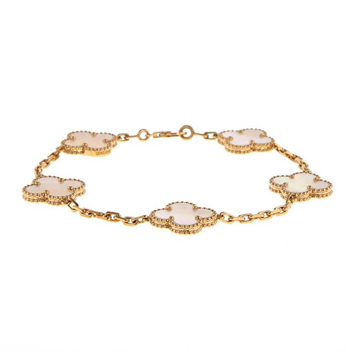 Bracelet Van Cleef 
Arpels Alhambra Vintage en or jaune et nacre blanche - 00pp