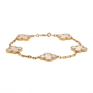 Bracelet Van Cleef 
Arpels Alhambra Vintage en or jaune et nacre blanche