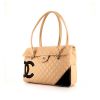 Chanel Cambon shopping bag in beige and black quilted leather - 00pp thumbnail