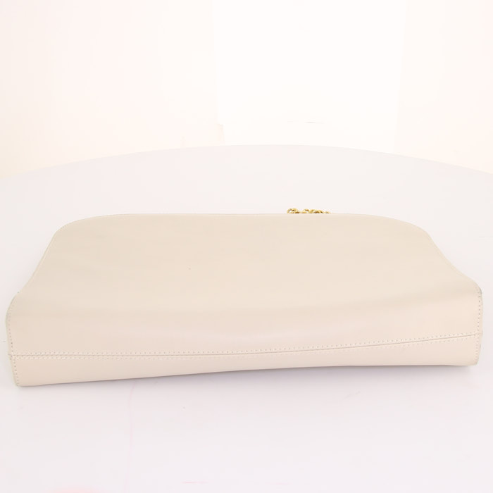 Borsa a tracolla Salvatore Ferragamo Gancini in pelle color crema - Detail D4