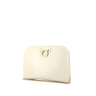Salvatore Ferragamo Gancini shoulder bag in cream color leather