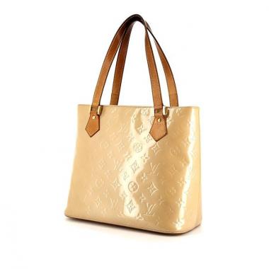 Shopping bag Louis Vuitton Houston in pelle verniciata monogram beige e pelle naturale