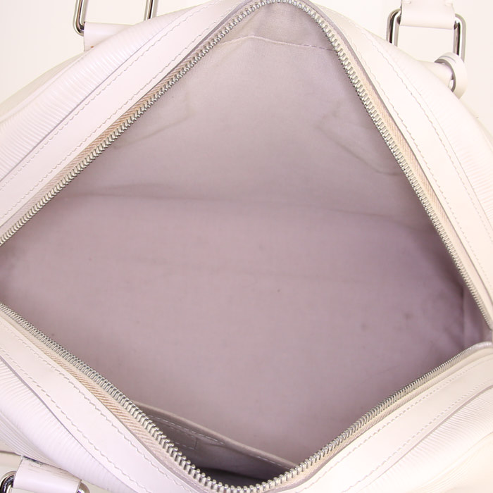 Louis Vuitton Bowling Montaigne handbag in white epi leather - Detail D2