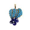 Cartier 1970's brooch-pendant in yellow gold,  turquoise and lapis-lazuli and in diamonds - 00pp thumbnail