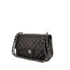 Chanel Timeless jumbo shoulder bag in black quilted grained leather - 00pp thumbnail