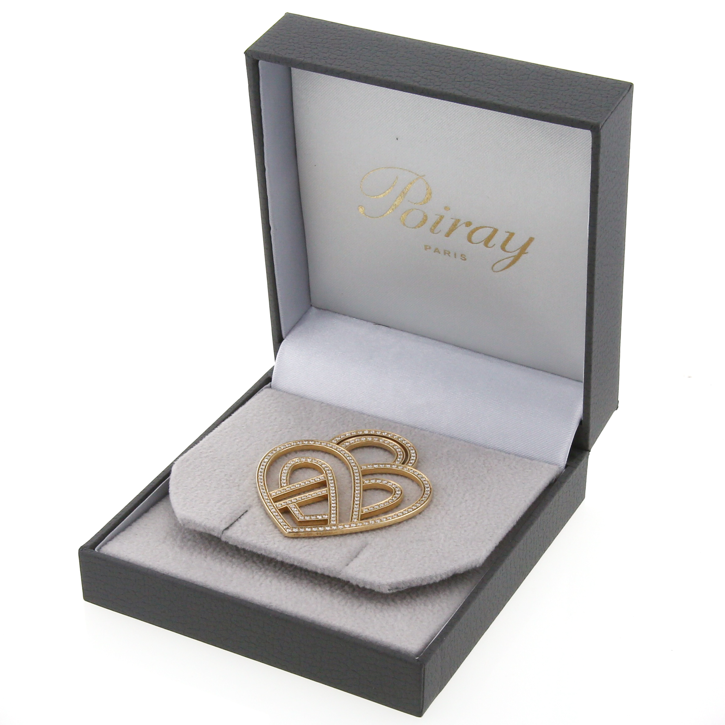 Pendentif Poiray Coeur Fil taille XL en or jaune et diamants - Detail D2