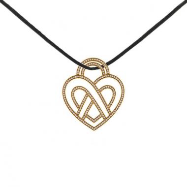 Colgante Poiray Coeur Fil talla XL en oro amarillo y diamantes