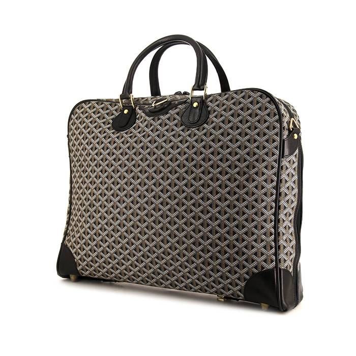 Bolsa de viaje Goyard en tela Monogram negra y cuero negro
