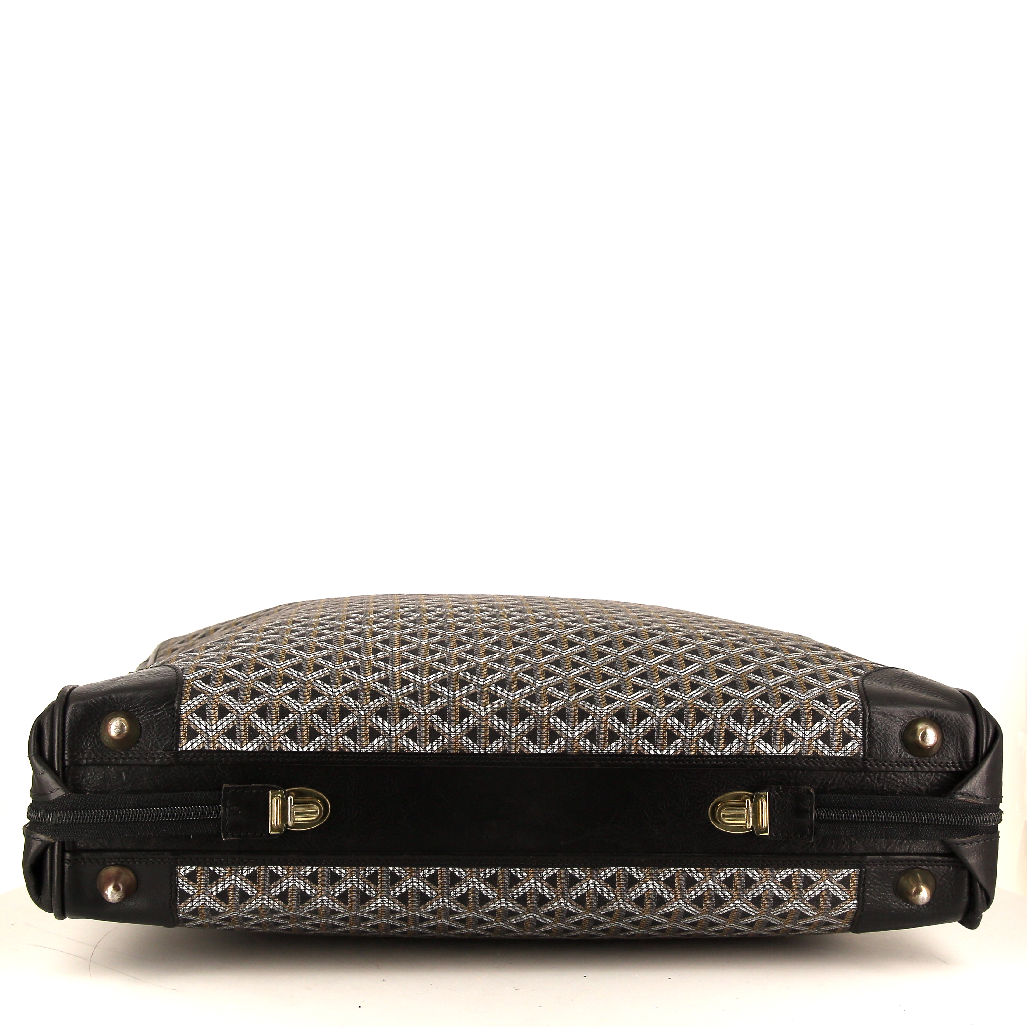 Borsa da viaggio Goyard in tessuto monogram nero e pelle nera - Detail D4