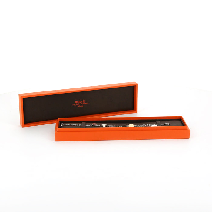 Bracelet Hermes Confettis en argent et or rose - Detail D2