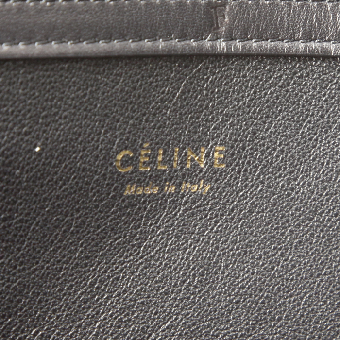 Sac à main Celine Phantom en toile imprimée bleue et blanche et cuir noir - Detail D3